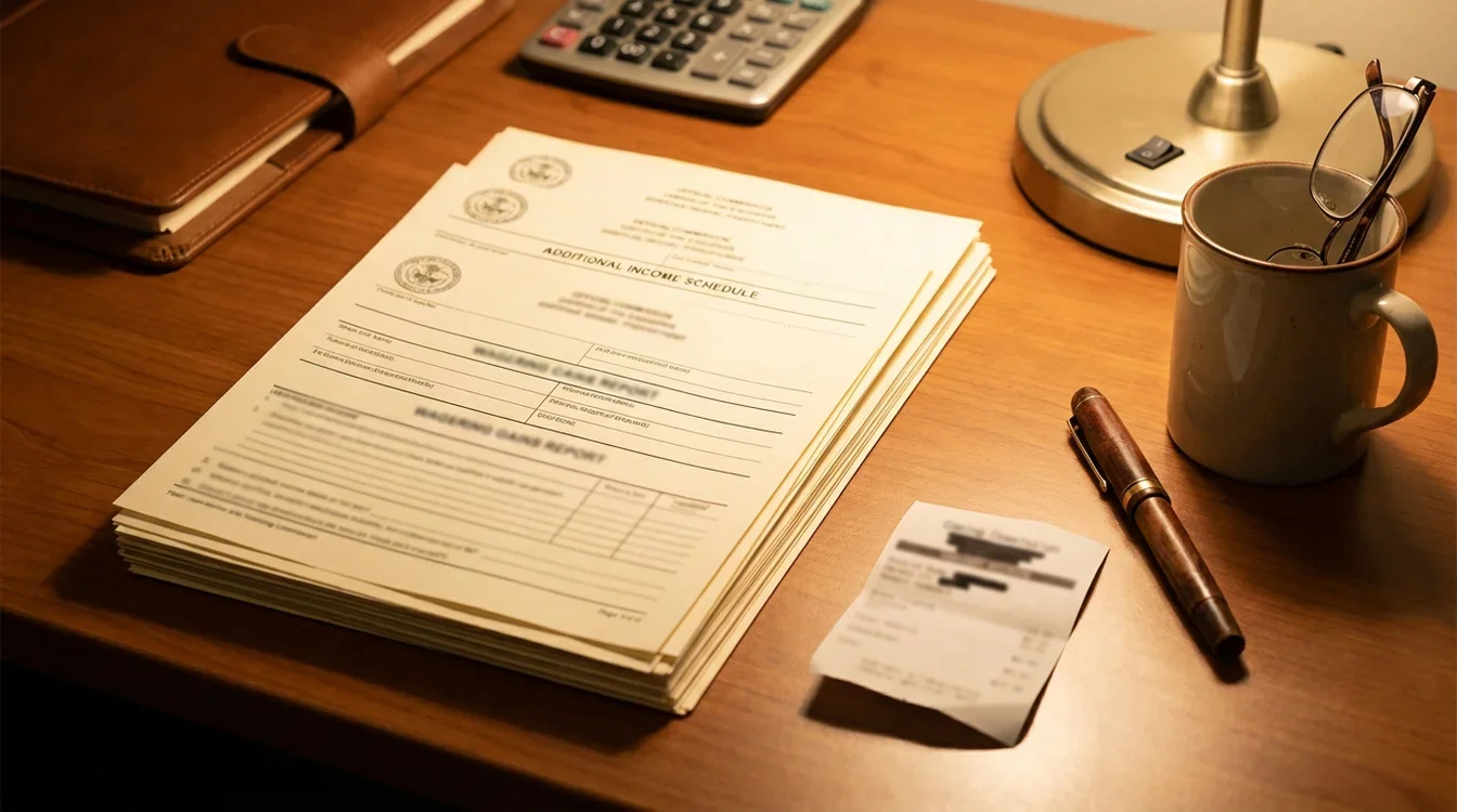Documento fiscal representando tributação sobre ganhos