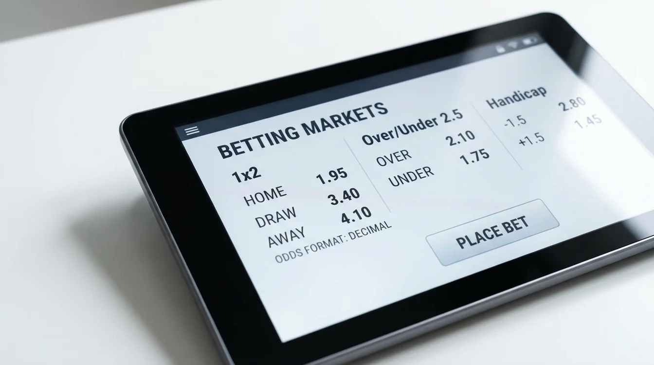 Quadro mostrando diferentes tipos de odds e mercados de apostas esportivas