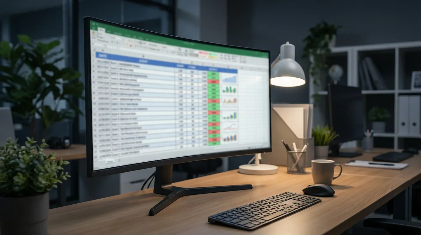 Planilha em computador mostrando registro organizado de apostas com resultados