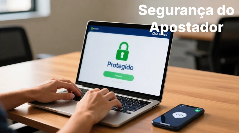 Mãos digitando em laptop com interface de login seguro e autenticação de dois fatores no smartphone